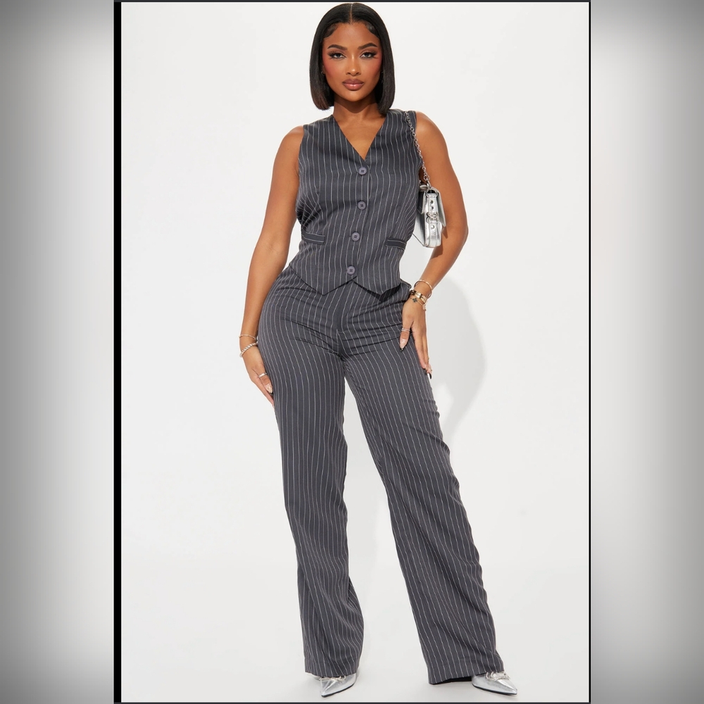 Fashion Nova Madeline Pant Set Charcoal XL